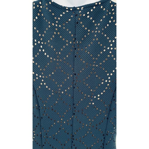 Francesca’s Collection Bird Cage Label Navy and Tan Dress Small A Line Lined - Picture 6 of 8